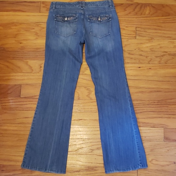 White House Black Market Rhinestone Flare Jeans - Picture 2 of 8